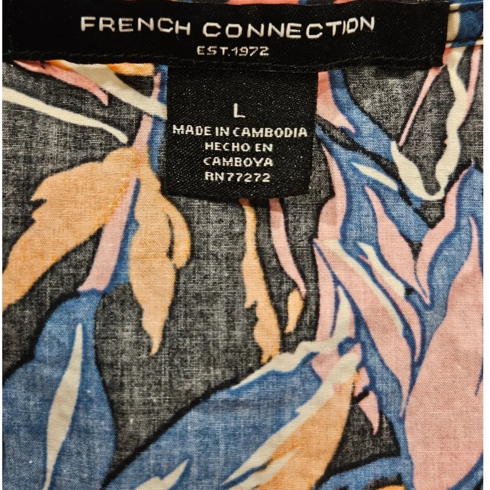 French Connection Womens Floral Midi Dress Knot Front Tiered Cotton Multi L‎
